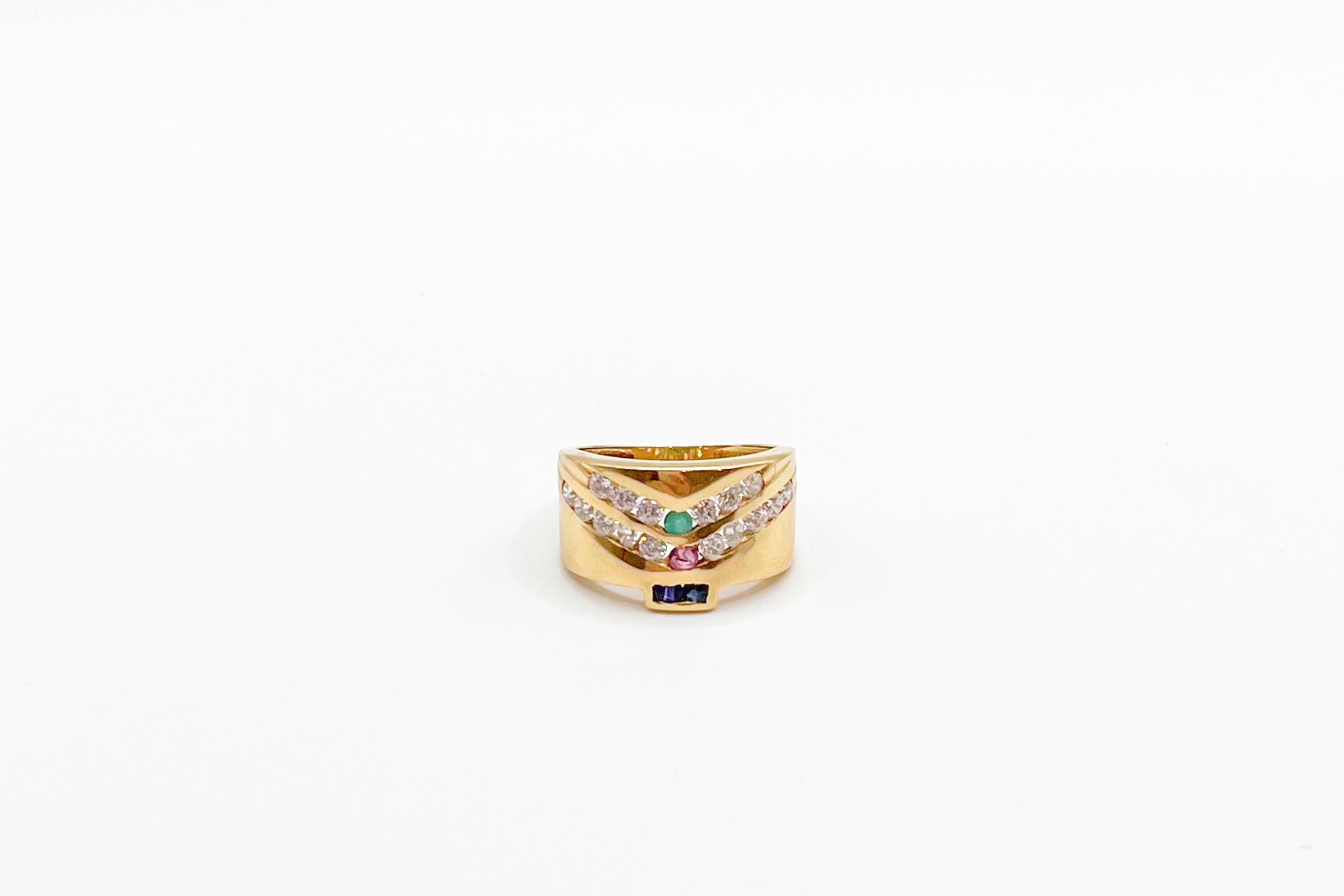 Anillo de oro de 18K con piedras de color